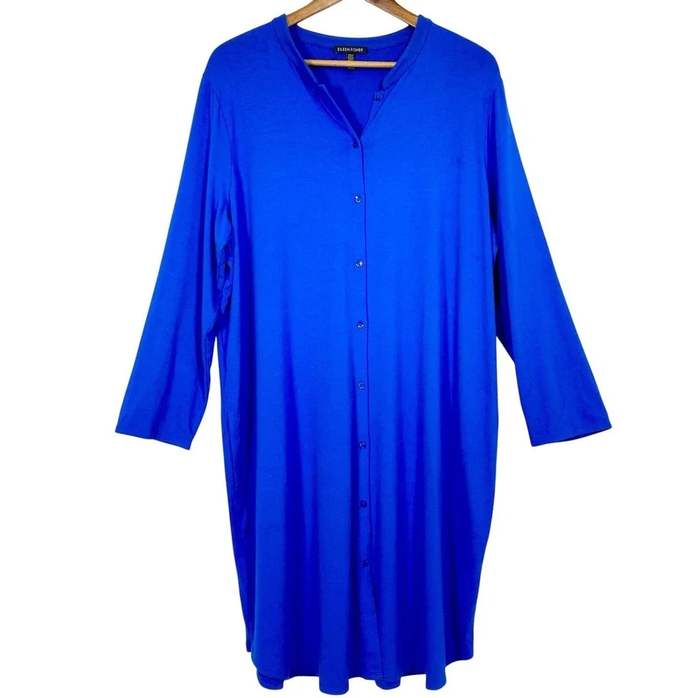 Eileen Fisher Size XL Midi‎ Dress Long Sleeve Quiet Luxury Career Office Pockets